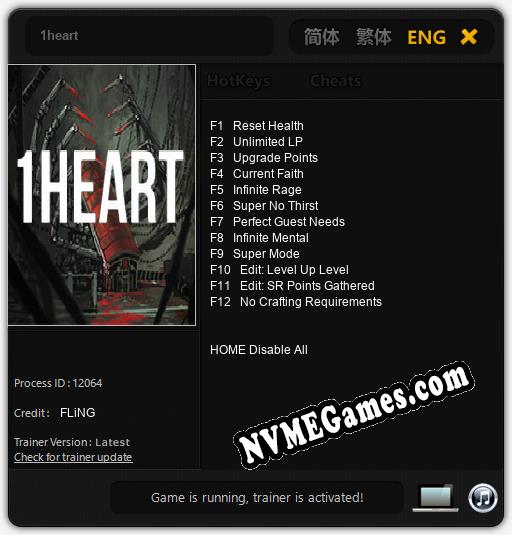1heart: Cheats, Trainer +12 [FLiNG]