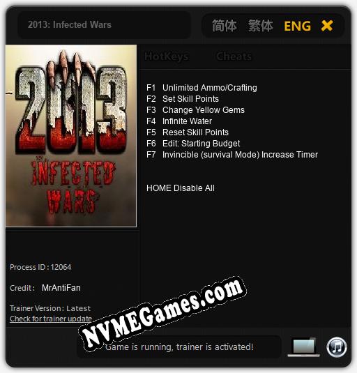 2013: Infected Wars: Trainer +7 [v1.4]