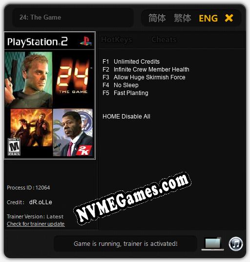 Treinador liberado para 24: The Game [v1.0.7]