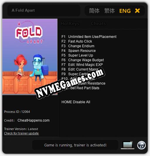 A Fold Apart: Cheats, Trainer +12 [CheatHappens.com]