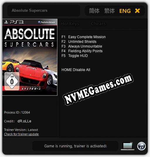 Absolute Supercars: Treinador (V1.0.99)