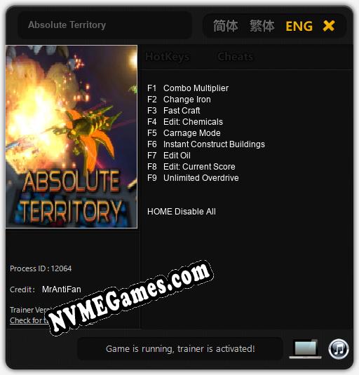 Treinador liberado para Absolute Territory [v1.0.3]