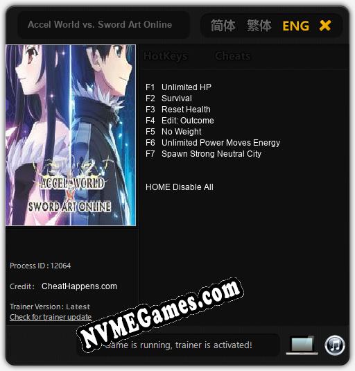 Accel World vs. Sword Art Online: Cheats, Trainer +7 [CheatHappens.com]