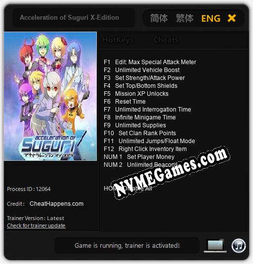 Treinador liberado para Acceleration of Suguri X-Edition [v1.0.5]