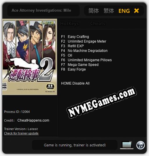 Treinador liberado para Ace Attorney Investigations: Miles Edgeworth 2 [v1.0.3]