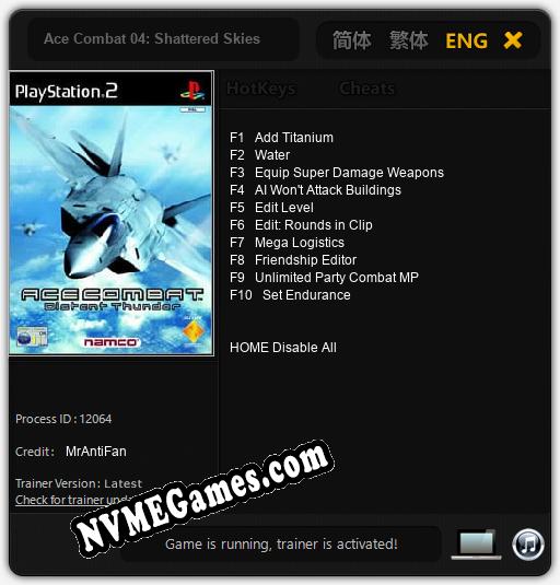 Ace Combat 04: Shattered Skies: Treinador (V1.0.74)