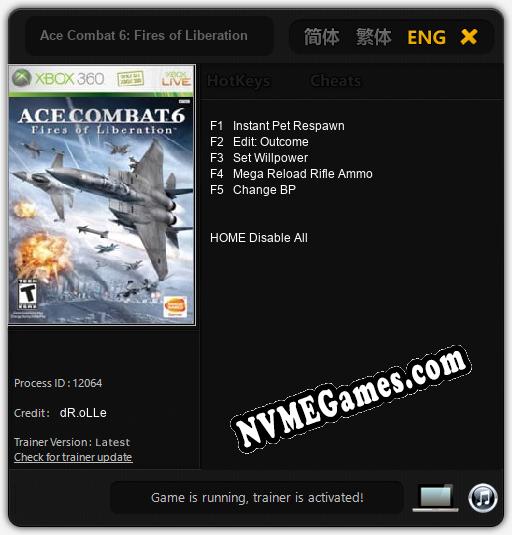 Treinador liberado para Ace Combat 6: Fires of Liberation [v1.0.1]