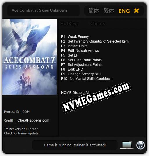 Ace Combat 7: Skies Unknown: Cheats, Trainer +10 [CheatHappens.com]