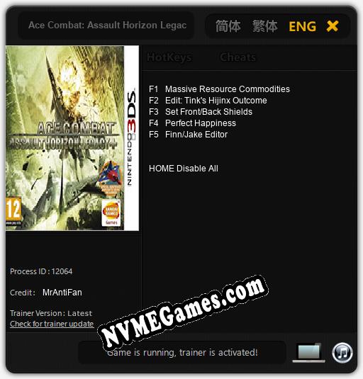 Treinador liberado para Ace Combat: Assault Horizon Legacy Plus [v1.0.2]