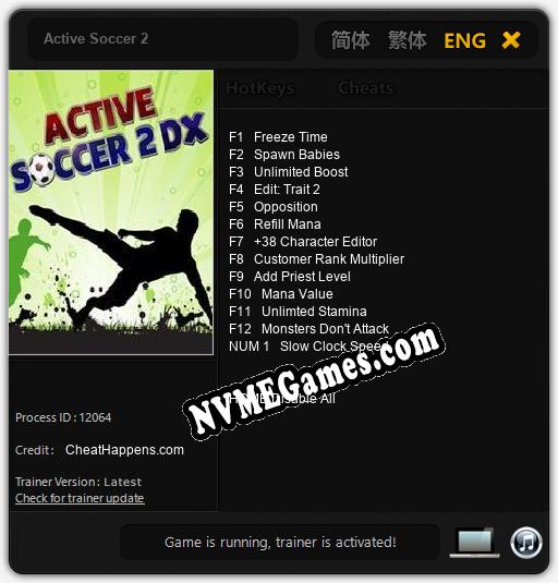 Active Soccer 2: Trainer +13 [v1.9]