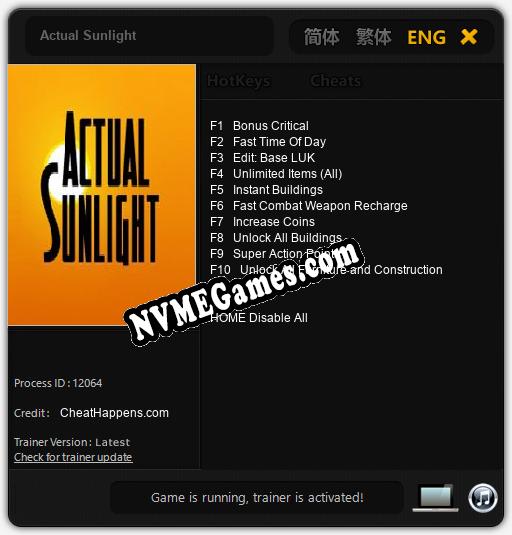 Actual Sunlight: Trainer +10 [v1.9]
