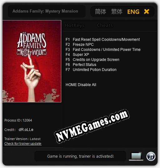 Addams Family: Mystery Mansion: Trainer +7 [v1.5]