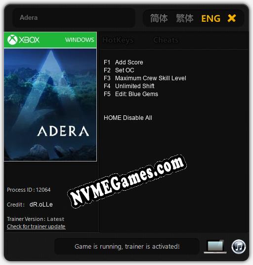 Adera: Trainer +5 [v1.6]