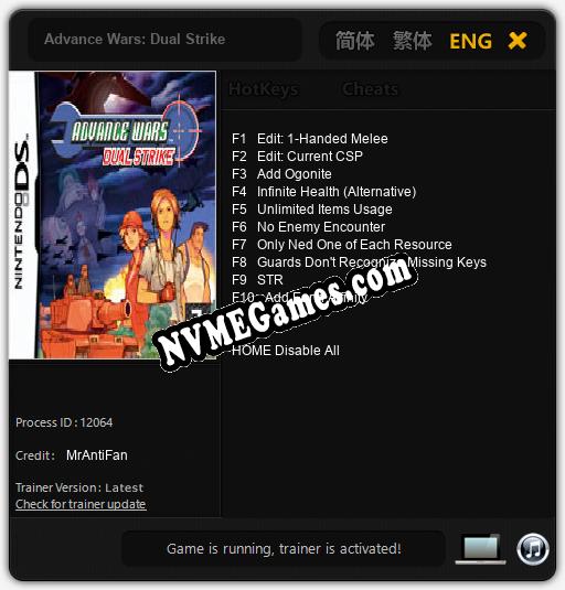 Advance Wars: Dual Strike: Cheats, Trainer +10 [MrAntiFan]