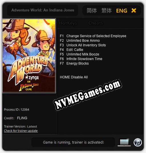 Adventure World: An Indiana Jones Game: Cheats, Trainer +7 [FLiNG]