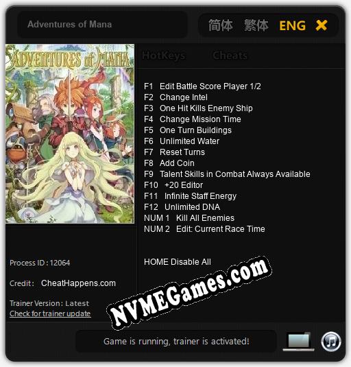Adventures of Mana: Treinador (V1.0.51)
