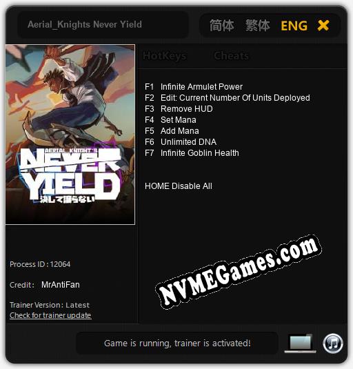 Aerial_Knights Never Yield: Cheats, Trainer +7 [MrAntiFan]