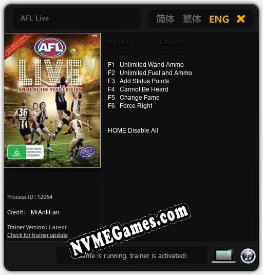 Treinador liberado para AFL Live [v1.0.5]