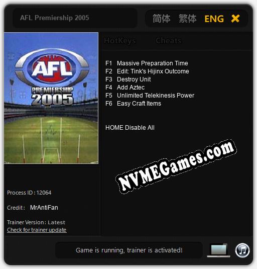 AFL Premiership 2005: Cheats, Trainer +6 [MrAntiFan]