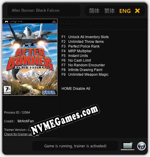 After Burner: Black Falcon: Cheats, Trainer +9 [MrAntiFan]
