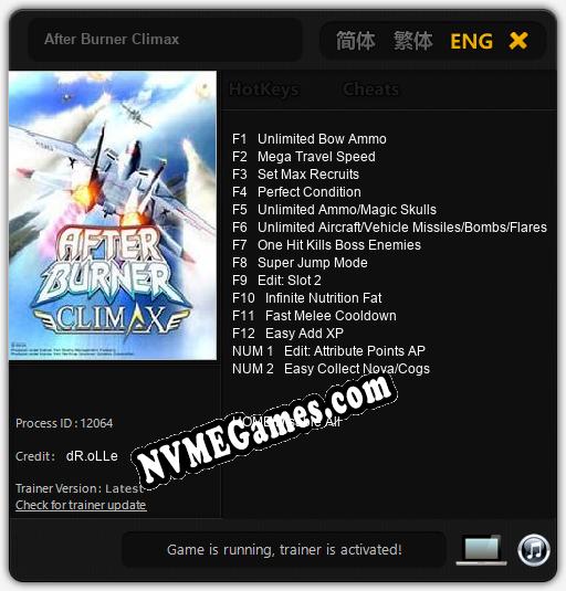 Treinador liberado para After Burner Climax [v1.0.2]