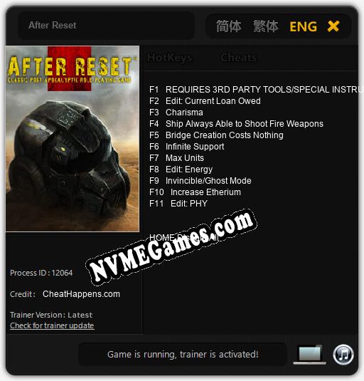 After Reset: Trainer +11 [v1.4]