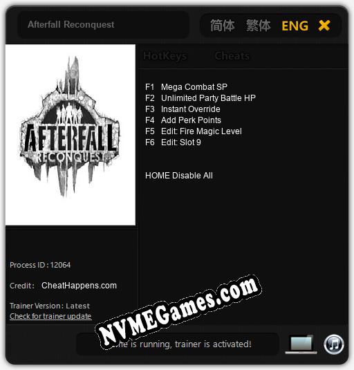 Treinador liberado para Afterfall Reconquest [v1.0.8]