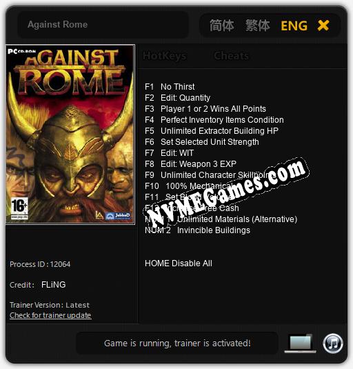 Against Rome: Cheats, Trainer +14 [FLiNG]