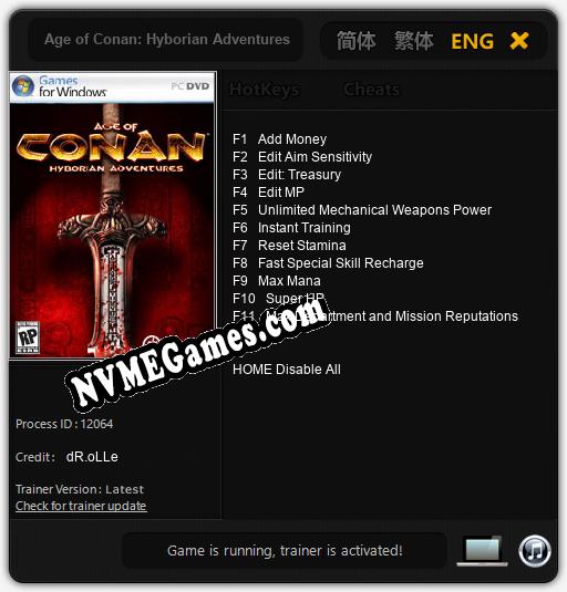 Age of Conan: Hyborian Adventures: Treinador (V1.0.43)