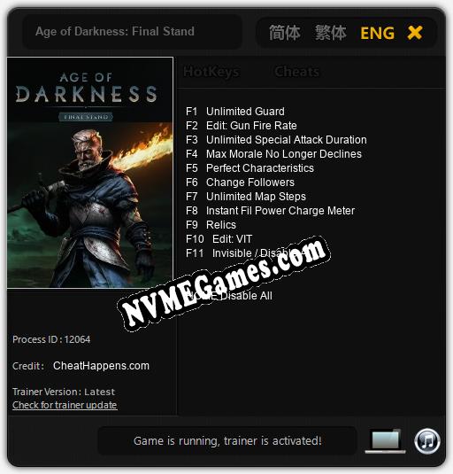 Age of Darkness: Final Stand: Cheats, Trainer +11 [CheatHappens.com]