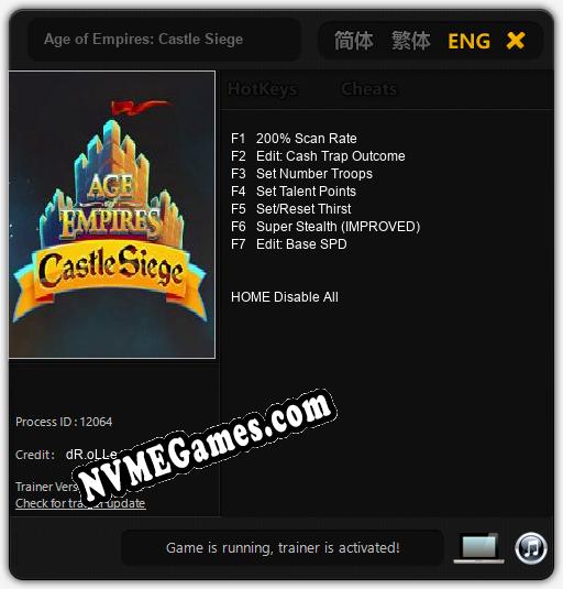 Age of Empires: Castle Siege: Trainer +7 [v1.4]