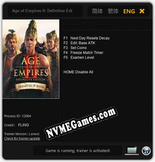 Age of Empires II: Definitive Edition Dynasties of India: Cheats, Trainer +5 [FLiNG]