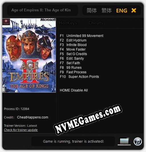 Age of Empires II: The Age of Kings: Treinador (V1.0.52)