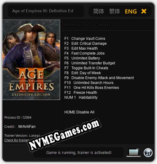 Age of Empires III: Definitive Edition: Trainer +13 [v1.4]