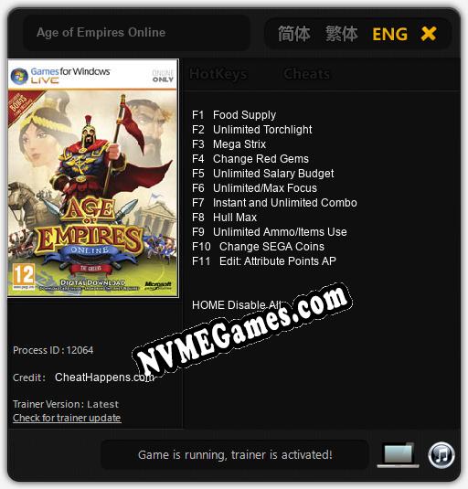 Age of Empires Online: Trainer +11 [v1.9]