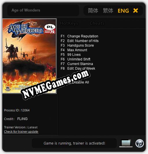 Age of Wonders: Cheats, Trainer +8 [FLiNG]