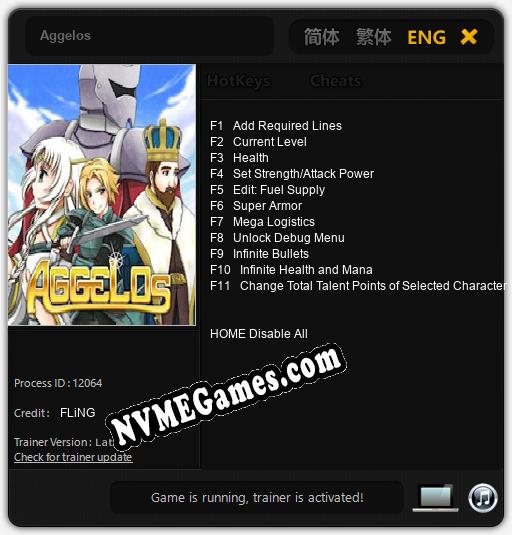 Aggelos: Cheats, Trainer +11 [FLiNG]