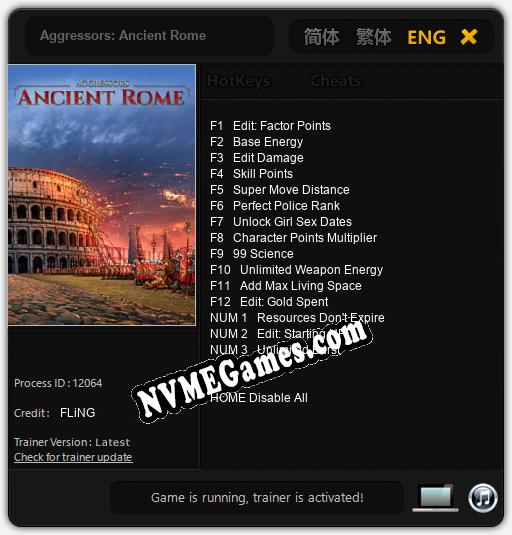 Treinador liberado para Aggressors: Ancient Rome [v1.0.4]