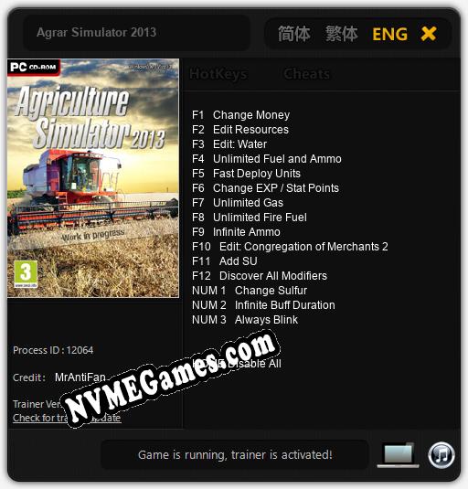 Agrar Simulator 2013: Cheats, Trainer +15 [MrAntiFan]