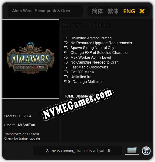 Aima Wars: Steampunk & Orcs: Treinador (V1.0.30)