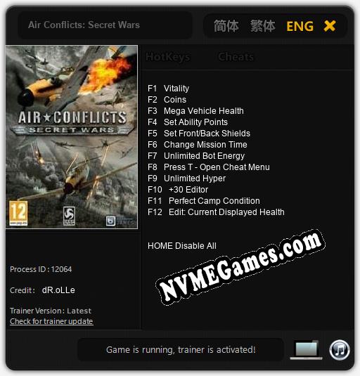 Air Conflicts: Secret Wars: Treinador (V1.0.76)