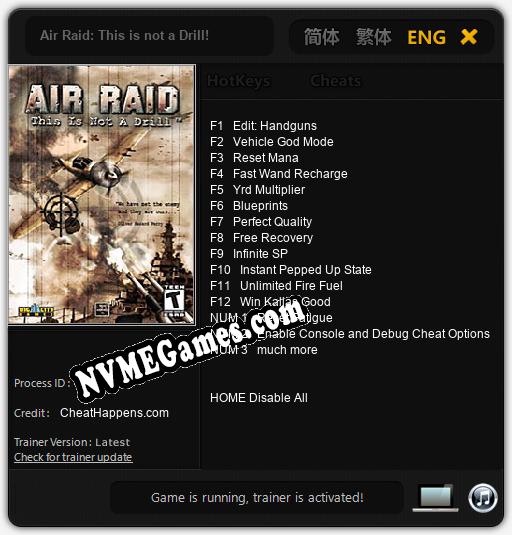 Air Raid: This is not a Drill!: Treinador (V1.0.61)