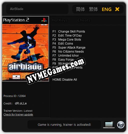 AirBlade: Trainer +10 [v1.8]