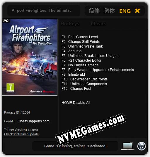 Airport Firefighters: The Simulation: Cheats, Trainer +12 [CheatHappens.com]