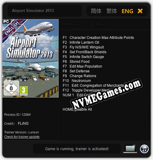 Treinador liberado para Airport Simulator 2013 [v1.0.7]