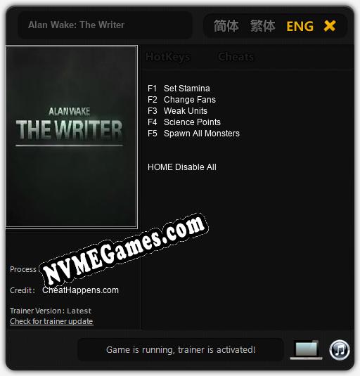 Alan Wake: The Writer: Trainer +5 [v1.7]