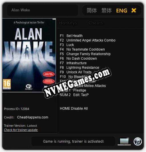 Alan Wake: Trainer +14 [v1.8]