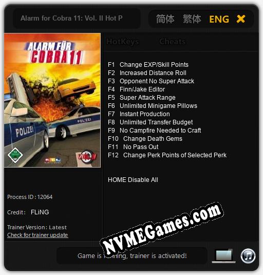 Alarm for Cobra 11: Vol. II Hot Pursuit: Trainer +12 [v1.9]