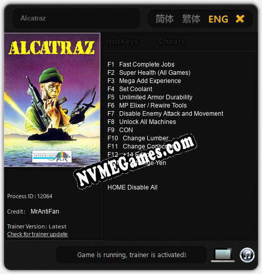 Alcatraz: Trainer +13 [v1.9]