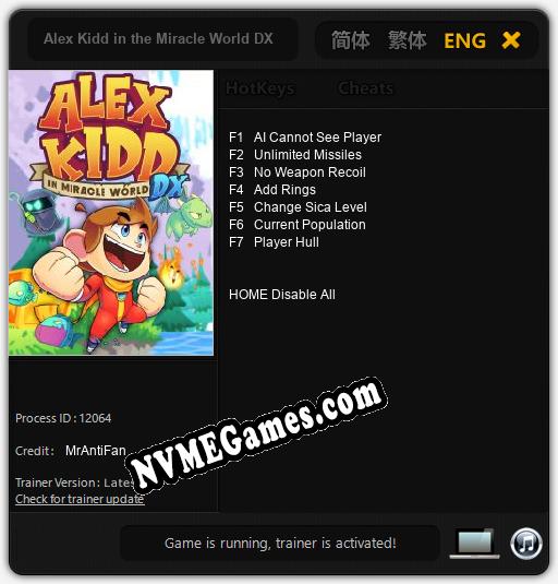 Alex Kidd in the Miracle World DX: Trainer +7 [v1.8]